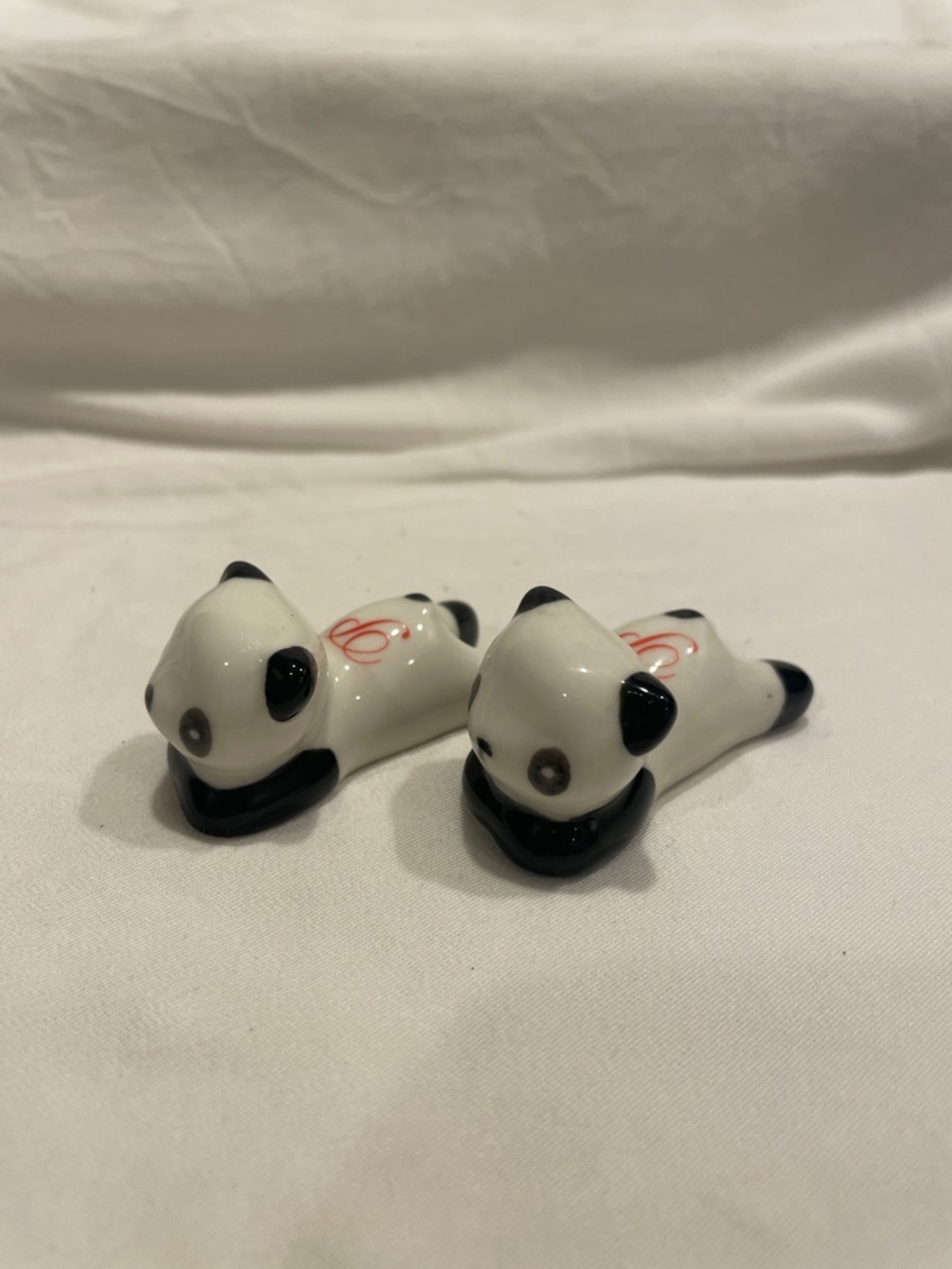 Pair of Ceramic Panda Bear Chop Stick Holder White and Black